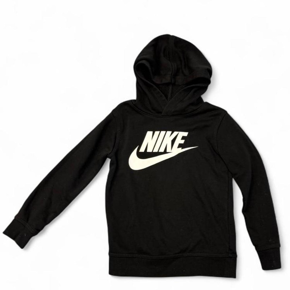 Nike Kids Black Futura Logo Fleece Pullover Hoodie Sweatshirt Size 5 (4-5 Yrs)